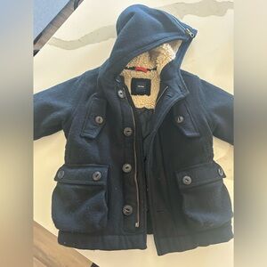 GAP Kids Black Pea Coat with Hood